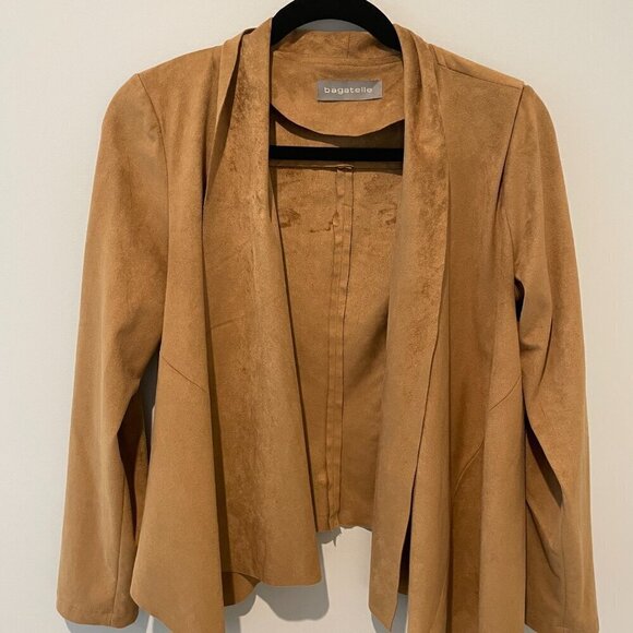 Bagatelle Brown Tan Suede Cropped Lightweight Jacket - Picture 2 of 6